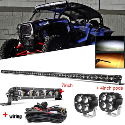 For Can-am Maverick X3 UTV  50inch Amber white Strobe +7" LED Light Bar +4" Pods - Image 1 of 4