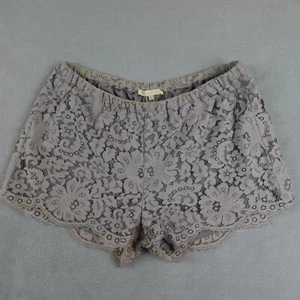 Gold Hawk Lace Shorts Womens M Beige Scallop Hem Elastic Waist Lined Loungewear - Picture 1 of 17