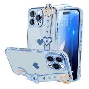 for Case with Strap for Women Girls [2× Screen iPhone 16 Pro Max Sky Blue - Picture 1 of 8