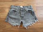 Vintage Levi’s 501 Faded Gray Denim Cut Off Womens Shorts 28 Waist Button Fly A8