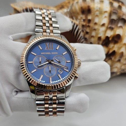 OROLOGIO DONNA MICHAEL KORS MK8412 CINTURINO BICOLORE QUADRANTE BLU CASSA ARGENTO