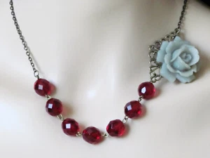 Collar de flores collar de dama de honor joyería nupcial collar rojo collar de boda - Imagen 1 de 4