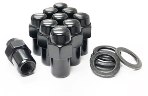 20X LUG NUTS 1/2 BLACK MAG WHEEL NUT .75 SHANK CRAGAR 1/2X20 1/2-20 FORD WASHERS - Picture 1 of 2