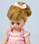 Nancy Ann Storybook Doll  8"circa 1960' s BkW Vinyl Muffie in pink dress w/purse