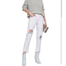 IRO. Edwin Cropped Distressed High-rise Straight-leg White Jeans Size 29