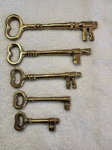 Vintage 5er Set Messing Schlüssel - 6", 5", 4", 3" 2" - gebraucht - Bild 1 von 3