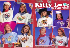 Kitty Love Cat Designs Waste Canvas Cross Stitch Leisure Arts Book 2779 1995 VTG - Picture 1 of 1
