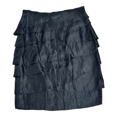 Adrianna Papell Skirt Women Sz 10 Tiered Straight Career Classic Lined Black Foto 1 de 4