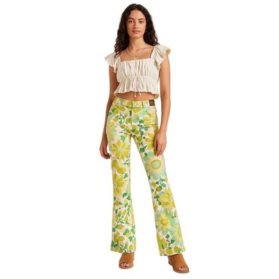 Frankie B. Y2K Floral Bell Bottoms NWT USA-Made Size 6 Retro 2000s Vibe - Image 1 of 4