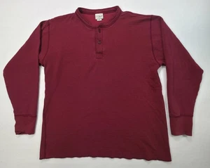 Camisa LL Bean Henley Para Hombres L Dos Capas River DriverWool Nylon Algodón Granate - Imagen 1 de 9