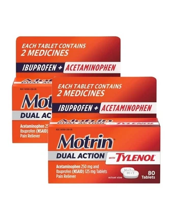 Motrin Doble Acción con Tylenol, Ibuprofeno y Paracetamol, 80 Ct 2 Pk EXP 2/26 Foto 1 de 4
