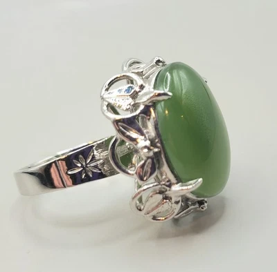 Genuine Nephrite Jade Gemstone TESTED Ring Sz 6.75 NEW Without Tags  - Image 1 of 4