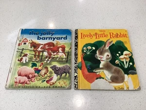 Two A Little Golden Books—The Lively Little Rabbit The Jolly Barnyard tapa dura - Imagen 1 de 10