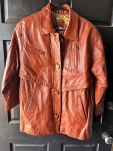 Vintage Giannini 80er 90er italienischer weicher Leder cognac braun Parka, 4 Taschen L - Bild 1 von 10
