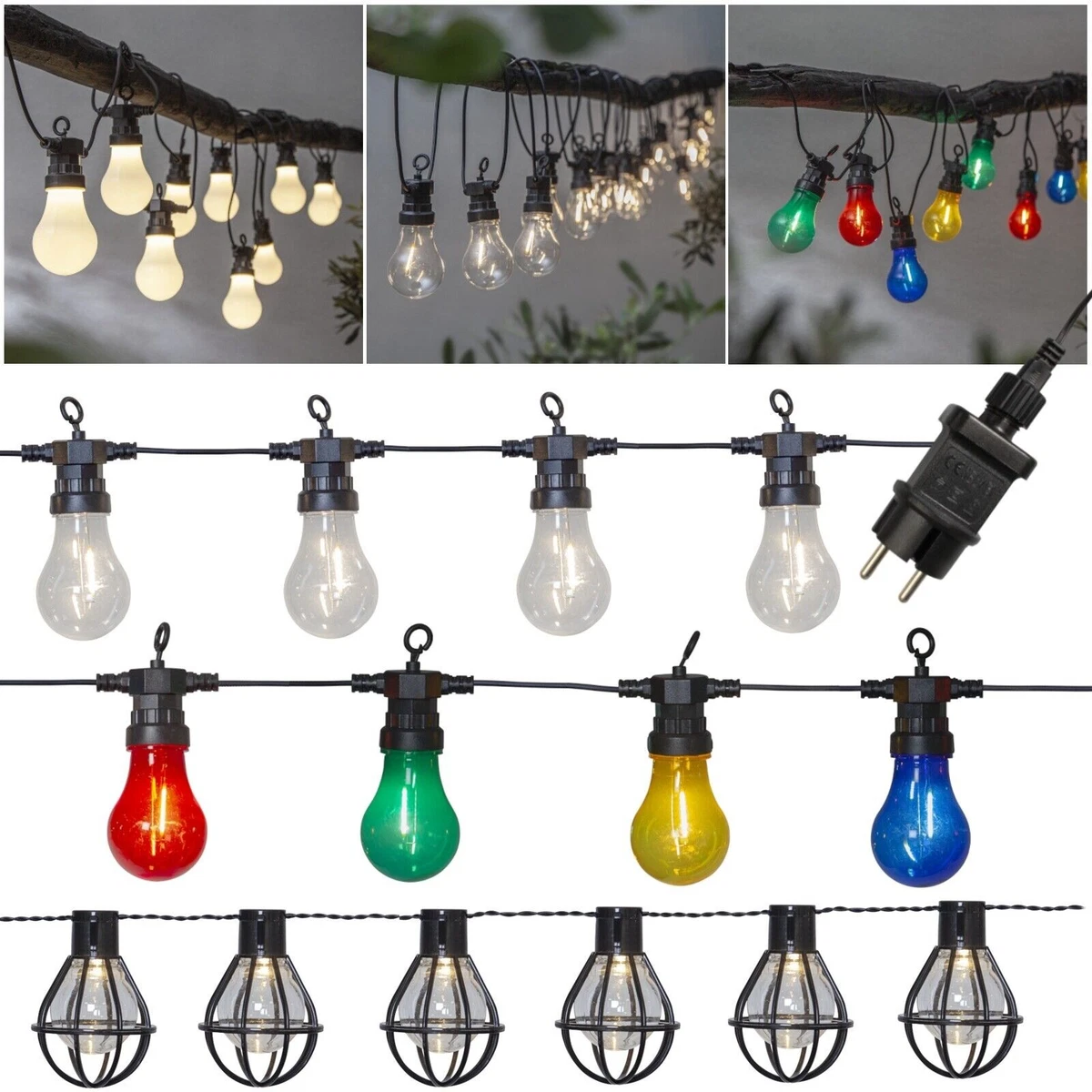 SKYLANTERN® Lichterkette 10m Mit 30 Bunten Glühbirnen – Wasserdicht IP65 Für Garten, Terrasse & Party