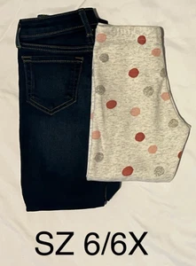Girl’s Size 6/6X Carter’s Kid Fleece Pants & Jumping Beans Dark Wash Denim Jeans - Picture 1 of 8