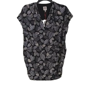 Anne Klein Black Gray Print Short Sleeve Blouse NEW Size 0X Plus - Picture 1 of 7