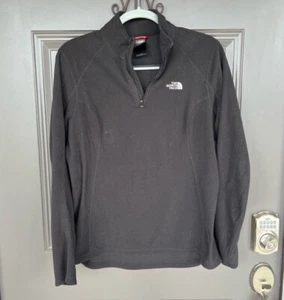 The North Face Fleece sweater sweatshirt quarter zip solid black size large - Picture 1 of 4