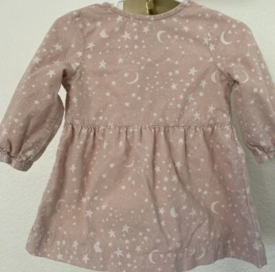 Vestido para niños Stella McCartney - Pana rosa rubor con estrellas + luna - talla 6M Foto 1 de 4