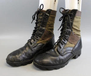 VTG BLACK/GREEN LEATHER VIETNAM MILITARY field BOOTS MENS SZ 6.5 - Bild 1 von 8