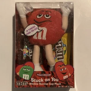 Mars M&M's RED "Stuck On You" Window Suction Cup Plush Valentines Brand New - Picture 1 of 5