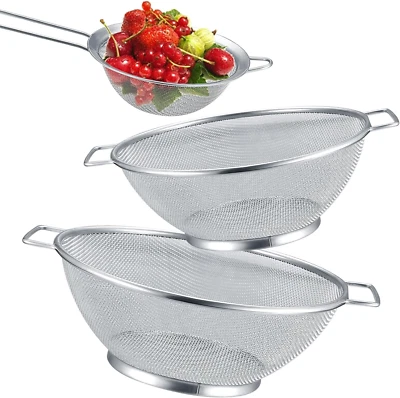 3Pz Setaccio in Acciaio Inox Scolapasta Colino Da Cucina in Rete Microforato - Immagine 1 di 4