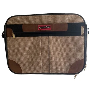 Oscar De La Renta Vintage Tan Tweed Carry On Luggage/Travel Bag - Picture 1 of 15
