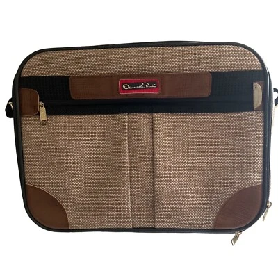 Oscar De La Renta Vintage Tan Tweed Carry On Luggage/Travel Bag - Image 1 of 4