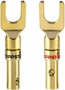 Poppstar 2x końcówki kablowe High End, wtyczka widelca pozłacana do kabla 4mm2 - Zdjęcie 1 z 3