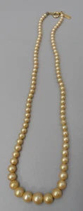 Vintage Marvella Faux Pearl Necklace Graduated Choker Beige Glass Signed 16.5" - Picture 1 of 5