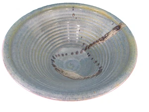 Plato grande de cerámica artística de arcilla arrojada a mano hecho a mano azul tostado con diseño - Imagen 1 de 6