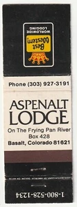 COPERTINA MATCHBOOK - ASPENAULT LODGE - COLORADO BASALTICO - BEST WESTERN HOTEL - Foto 1 di 3