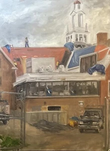 Construction At Bennington - Original Oil Painting - Picture 1 of 1