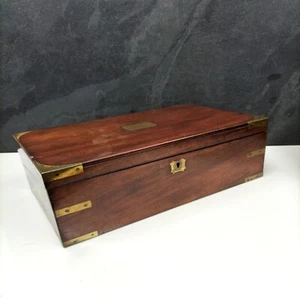 Antike Schreibschräge 19. Jahrhundert Mahagoni Messing gebunden 45 cm breit - Bild 1 von 23