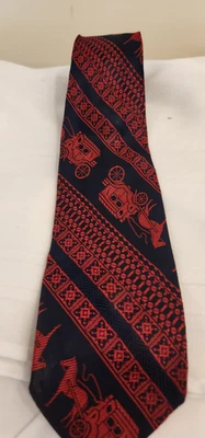 Mens Tie Red With Horses And Carriage Pattern - Image 1 of 4