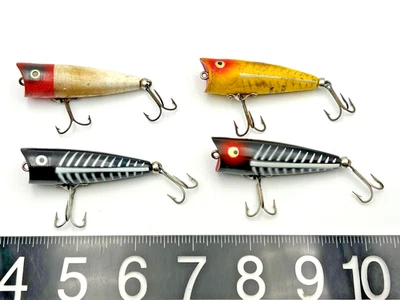 Lot of 4 Heddon Tiny Chugger Topwater Fishing Lures - Image 1 of 4