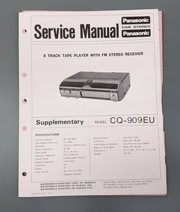 Panasonic CQ-909EU Service Manual for 8-Track Tape + FM Stereo - Picture 1 of 3