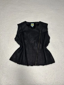 C&C California Women Black Faux Suede Fur Reversible Moto Vest - Picture 1 of 10