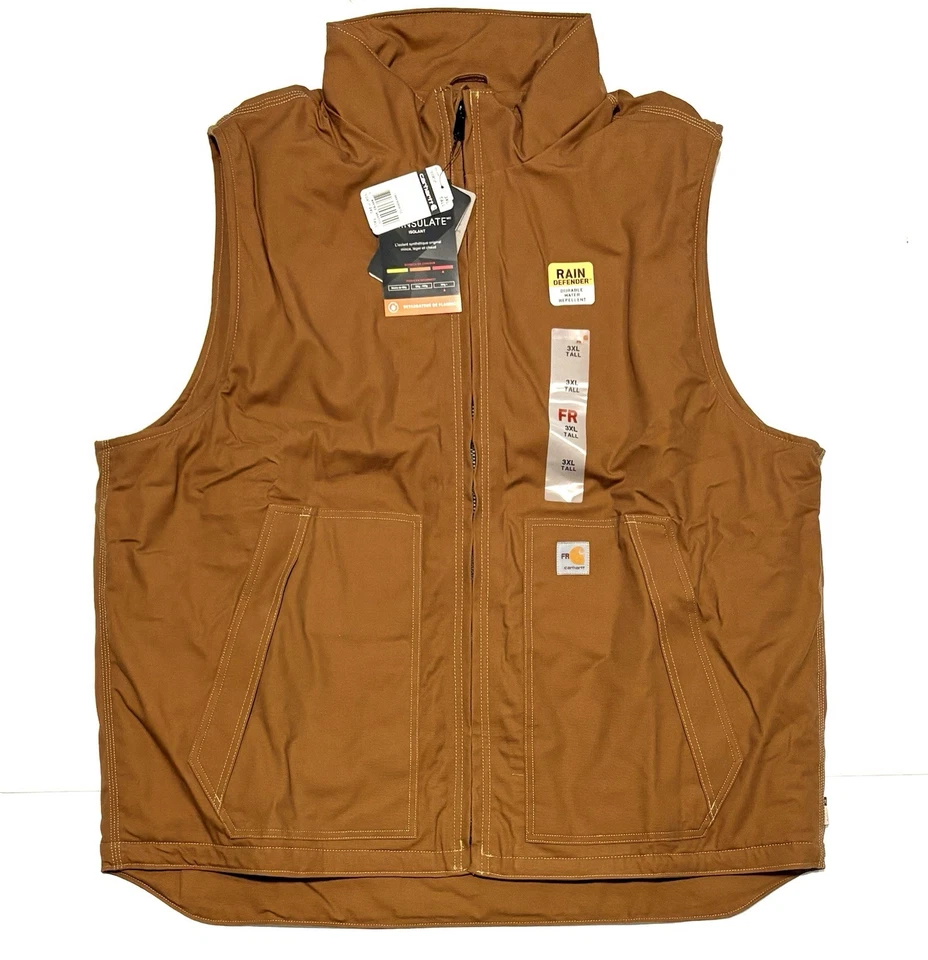 Carhartt Fire-Resistant Quick Duck Insulated Vest Men's Size 2XLT Brown 103387