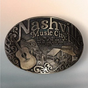 Nashville Country Musik Stadt Hauptstadt der Welt Messing Vintage Adm Gürtelschnalle - Bild 1 von 3