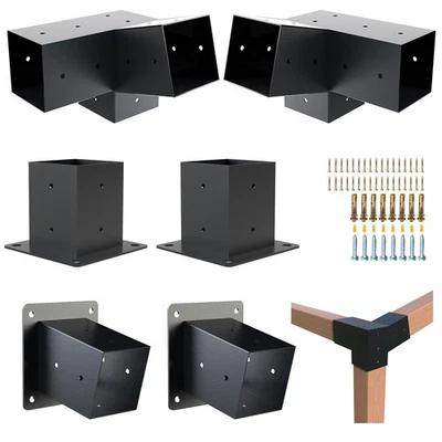 TOCRETOARE Pergola Kit, 15° 3-Way Slanted Roof Pergola Bracket Set, Powder-Coated Roof W...