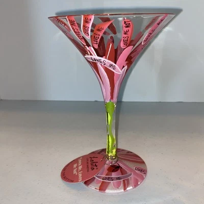 Vaso Martini pintado a mano "Loves Me Not" de Lolita! Nuevo Foto 1 de 4