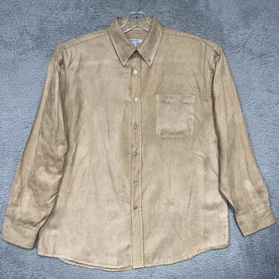 Camisa De Colección Oleg Cassini Para Hombre Talla 2XL XXL Beige Mezcla Seda Bolsillos Abotonados Foto 1 de 4