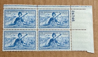 Sc #1017, 1953 National Guard, USPS 3¢ Block, MNH/OG, VF/XF - Image 1 of 2