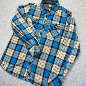 Vtg Element Flannel Button Up Shirt Mens Small S Blue Gray Plaid Skate Y2K - Picture 1 of 10