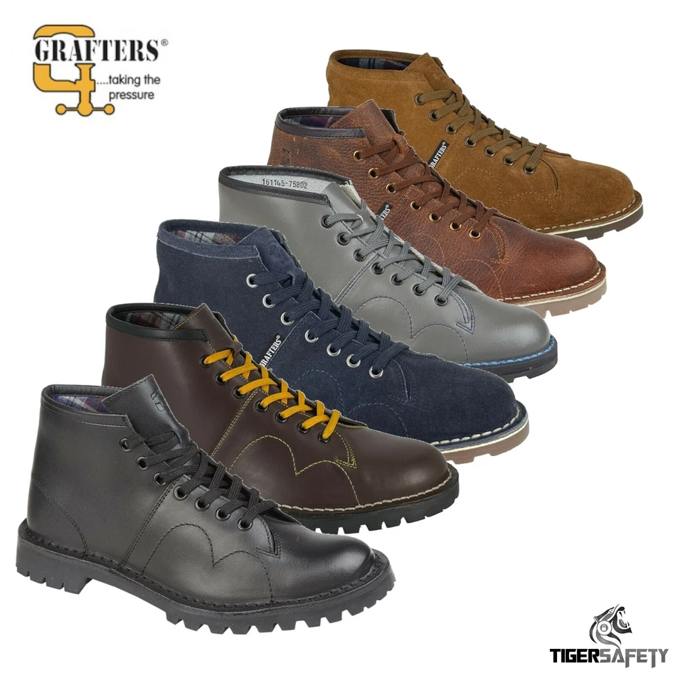 Grafters Original 1960s Leather Classic Retro Mod Monkey Boots - Unisex Design - Image 1 of 1