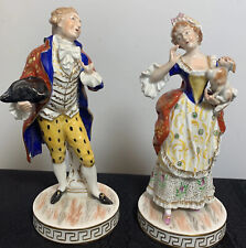Carl Thieme Dresden Figurines Potschappel Aristocrat Gent & Lady** Pair Statues