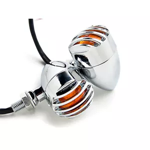 2x Chrome Turn Signals Bulb Blinkers For Harley Davidson Cruiser Motorcycle Bike - Picture 1 of 6