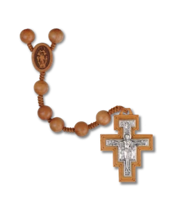 †St. Francis/FRANCISCAN CROWN — Wood Bead Rosary | Catholic Marian Devotion - Picture 1 of 3