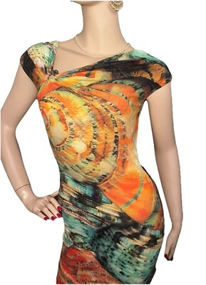 Vestido ceñido al cuerpo elástico línea cuello asimétrico troquel corbata ROBERTO CAVALLI 40 4 Foto 1 de 4